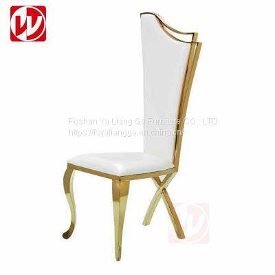 Foshan Factory Gold Stainless Steel Banquet Furniture Stackable Hotel Wedding Chair Dining Chairs