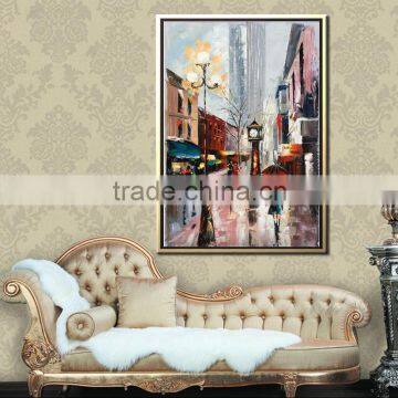 100%handmade canvas paris street scenery simple picture frame abstract oil painting YB-148