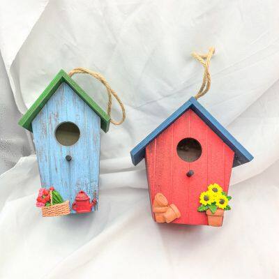 Wooden Hanging Ornaments Garden Wooden Solid Wood Bird Nest photo-2