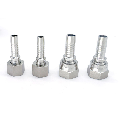 Crimp-Type 304 Stainless Steel High-Pressure Hydraulic Hose Transition Fitting, Stainless Steel Hydraulic Hose Fitting, In-Stock (Model: 22611)