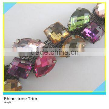 Fancy 888 Crystal Rhinestone Trimming Gold Chain For Garment Dresses Decoration photo-5