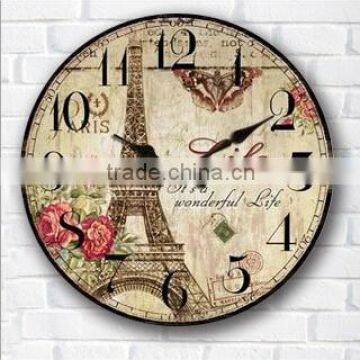 2015 Hot Sales New Products Walden Wholesale Cheap Round Shape Antique Wooden Clock Wall Clock