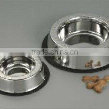 STAINLESS STEEL DOG BOWL WITH TOP EMBOSSED