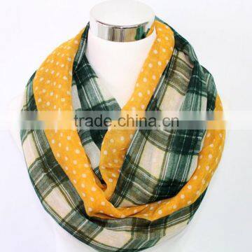 Wholesale Custom Polka Dot and Plaid Print Fashion Women Infinity Scarf