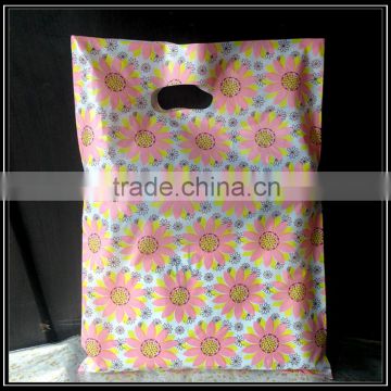 Sunflower pictures Plain Cheap Die Cut Punch Recycle Plastic Bag