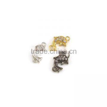 CZ6648 mirco cz pave fish pendant, good luck charms