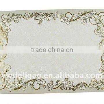 Office Stationery Heart Paperboard for Arabia Honor Certificate, Embossed Fashional Print and Hot Stamping