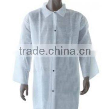 Disposable PP visitor coat / Lab Coat with elastic cuffs studs