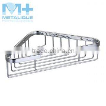 Brass Basket Chrome Corner Wire Basket Bathroom Corner Shelves Lattice photo-3