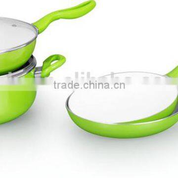 Green Color Painting Non-stick & Ceramic Coated Cookware Set Pots and Pans photo-3
