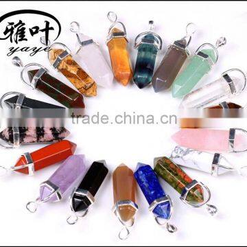 30X8mm Natural Gemstone Crystal Point Pendants,Hexagonal Shape pendants