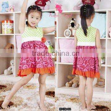 Wholesale children's boutique clothing top sleeveless with stripe dress for baby girls