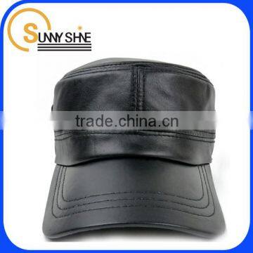 Sunny Shine custom black Leather flat topped baseball Cap hats