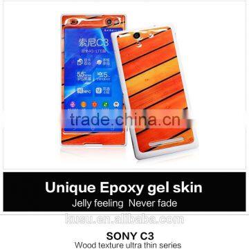 2015 New wooden design easy remove stickers for Sony C3