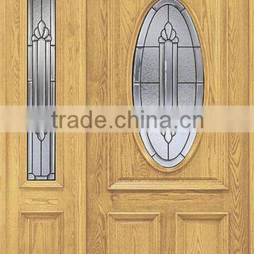 Unequal Double Oval Glass Exterior Wooden Doors Design 2013 New DJ-S9312MSO-1