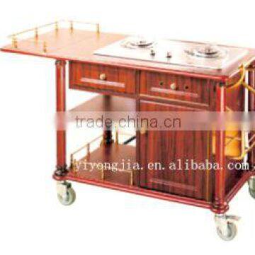 mobile wooden flambe trolley with competetive price