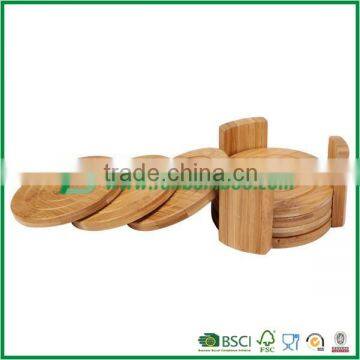 Round Bamboo coaster mat with holder