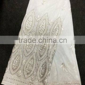 CL2072-1 New design high quality African big embroidered white Velvet lace softly material for making dress