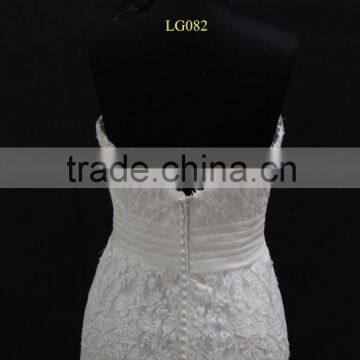 Real Factory Sample! Organza Drapping Belt Popular French Lace Applique Wedding Dress photo-6