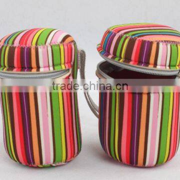 Hot selling fashion stripe printing neoprene bottle sleeve made in china