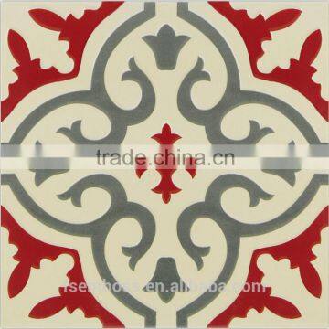 200*200mm Red Color Moroccan Decorative Wall Tile Non-slip Kitchen Floor Tile photo-4