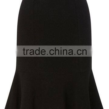 2015 Latest Women Fashion Black Petite Trumpet Skirt Design