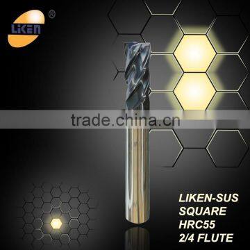 End milling cutter, SUS end router milling cutter, Stainless Steels 4 flutes flat end milling cutter
