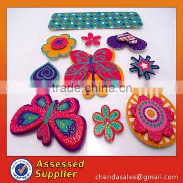 Kids home decor pvc glitter butterfly 3D handmade sticker for gifts/Fashionable Eco-friendly non-toxic 3d stickers