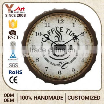 Sales Promotion Cheapest Handmade Bottle Cap Shape Wall Clock Roman Numbers