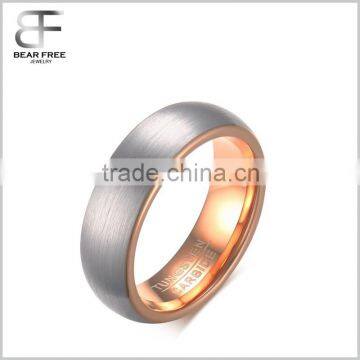 Tungsten Carbide Wedding Band Ring for Men Women Comfort Fit 18K Rose Gold Plated Domed Brushed