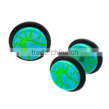 Aqua Crackle Acrylic Faux Plug