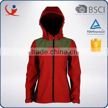 Red color women spring outdoor breathable nylon softshell german coat