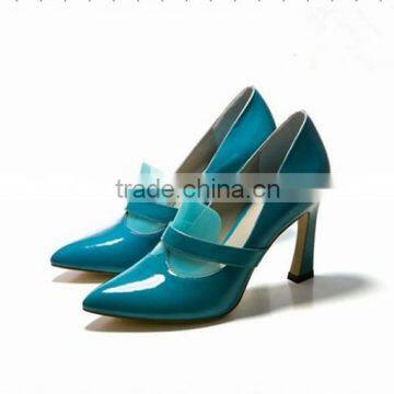 OP15 Rubber Sole Women Pump Shoes Patent PU High Heel Lady Dress Shoes