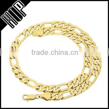 10mm Gold Plated Beveled Figaro Link Chain Necklace