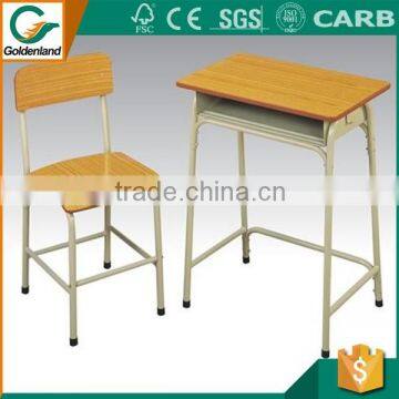 College adjustable school desk and chair made of steel pipe