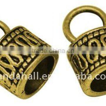 Zinc Alloy Pendants, Lead Free & Nickel Free, Column, Antique Golden Color, about 15x10x10mm, hole: 5mm(PALLOY-005-AG-FF)