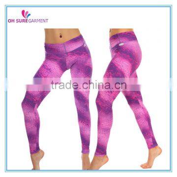 womens full length nylon/spandex digital printing sports leggings