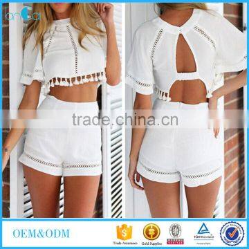 OEM Service Fashionable Design Girls Stylish Top and Shorts Latest Design Ladies Suits