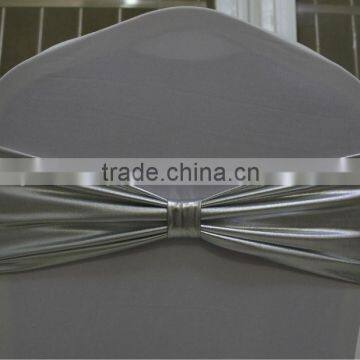 Metallic silver spandex band with bow for weddings