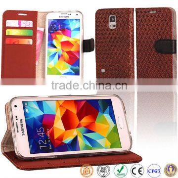 Woven Pattern Leather Mobile Phone Case Cover for Galaxy S5 I9600