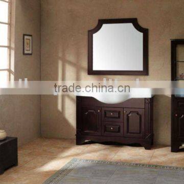 floor-mounted wood bathroom mirror vanity cabinet