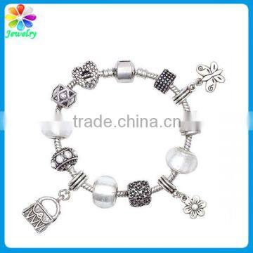 Religious handbag butterfly charm pendant bead bracelet