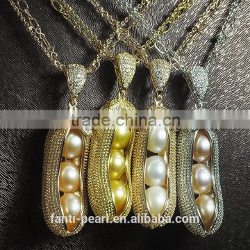 freshwater pearl peanut pendant pearl silver925 necklace for sale