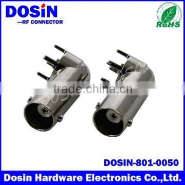 Right Angle PCB Mount Screw BNC Female Connectors for CCTV Camera