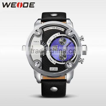 WEIDE Brand 2014 Military Watches Japan Quartz Movement Analog Display Men Sports WatchesCasual Watch Leather Strap Watches