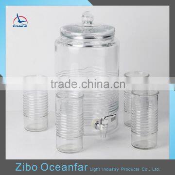 Hot Sale Set Clear Water Dispenser Glass Tap Mason Jar Drink Dispenser