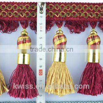 top quality tassel fringe for curtain trim make decorative tassels,red tassel