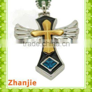 Wholesale new design diamond charm wing golden cross pendants