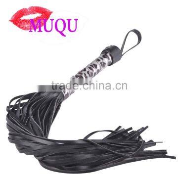 pu Leather Leopard Print Whip for Sexy Toy