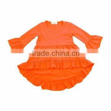 2016 kids fall style cotton baby dress blank orange ruffle dress children girls high low top girls fall dress